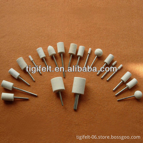 Abrasive White Wool Mounted Felt Bobs With Shank